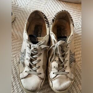 Golden goose sneakers with silver star and zebra print